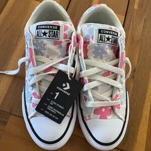 Converse Kids Sneakers - Pink, White, and Purple Floral